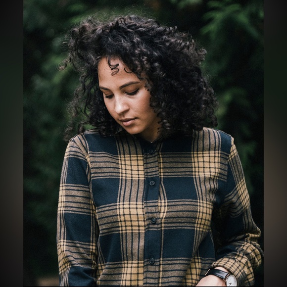 ANIAN Sunday Flannel Shirt - Women’s - gold/navy - XL - Picture 3 of 11